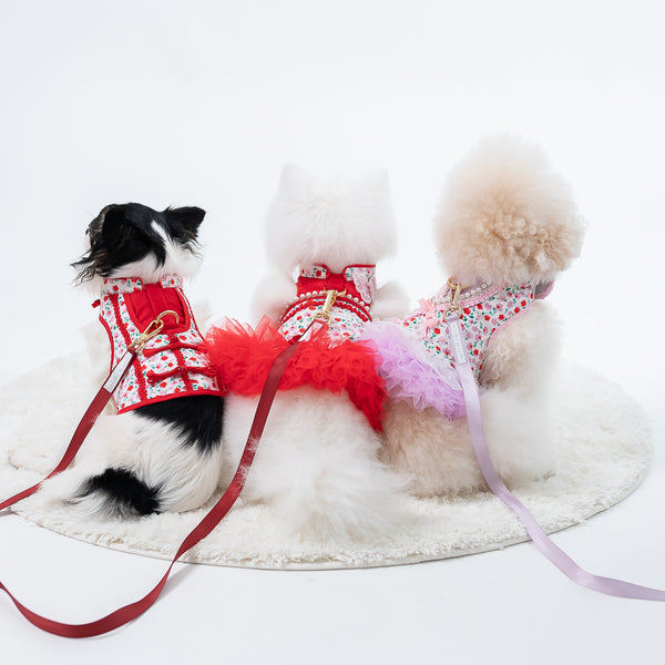 Glitter Pooch Harness ชุดรัดอก สายจูง เสื้อผ้า สุนัข, หมา, แมว, สัตว์เลี้ยง พร้อม สายจูง รุ่น Candyfloss Lunar Tutu Dress - GLITTER POOCH DOG & CAT HARNESS