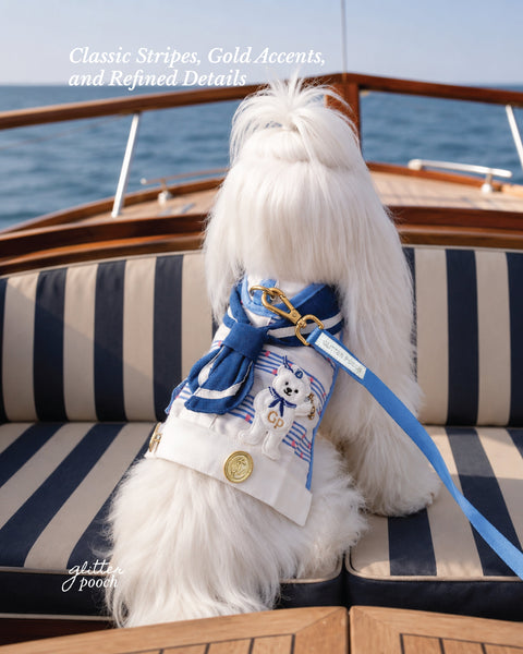 Glitter Pooch Harness ชุดรัดอก สายจูง เสื้อผ้า สุนัข, หมา, แมว, สัตว์เลี้ยง พร้อม สายจูง รุ่น The Regetta Club - Boy