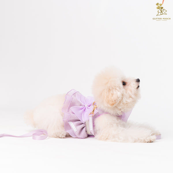 Glitter Pooch Harness ชุดรัดอก สายจูง เสื้อผ้า สุนัข, หมา, แมว, สัตว์เลี้ยง พร้อม สายจูง รุ่น Her Lavender Haze - GLITTER POOCH DOG & CAT HARNESS