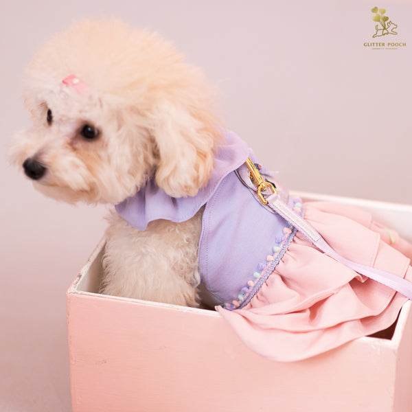 Glitter Pooch Harness ชุดรัดอก สายจูง เสื้อผ้า สุนัข, หมา, แมว, สัตว์เลี้ยง พร้อม สายจูง รุ่น Bunnie Lollipop Purple - GLITTER POOCH DOG & CAT HARNESS