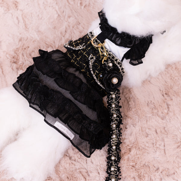 Glitter Pooch Harness ชุดรัดอก สายจูง เสื้อผ้า สุนัข, หมา, แมว, สัตว์เลี้ยง พร้อม สายจูง รุ่น New Sassy Emily Black - GLITTER POOCH DOG & CAT HARNESS