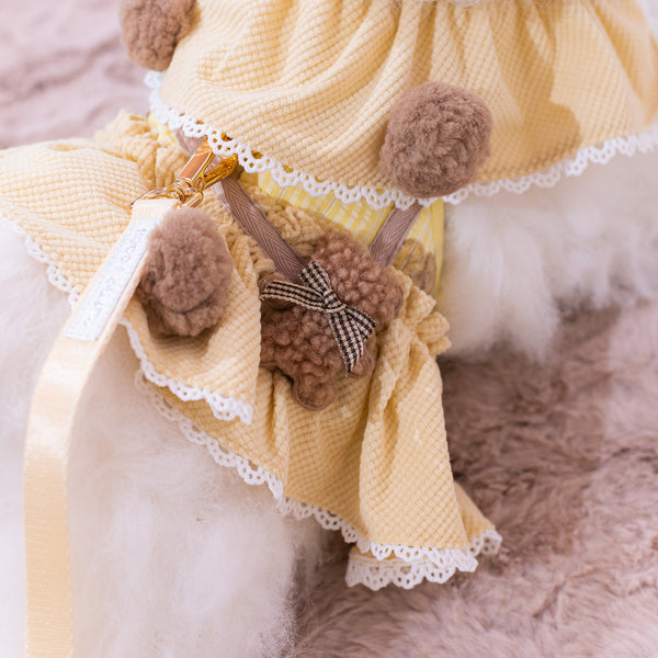 Glitter Pooch Harness ชุดรัดอก สายจูง เสื้อผ้า สุนัข, หมา, แมว, สัตว์เลี้ยง พร้อม สายจูง รุ่น Huggie Cubs Gal - Lemon - GLITTER POOCH DOG & CAT HARNESS