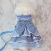 Glitter Pooch Harness ชุดรัดอก สายจูง เสื้อผ้า สุนัข, หมา, แมว, สัตว์เลี้ยง พร้อม สายจูง รุ่น Gigi Denim Drape - GLITTER POOCH DOG & CAT HARNESS