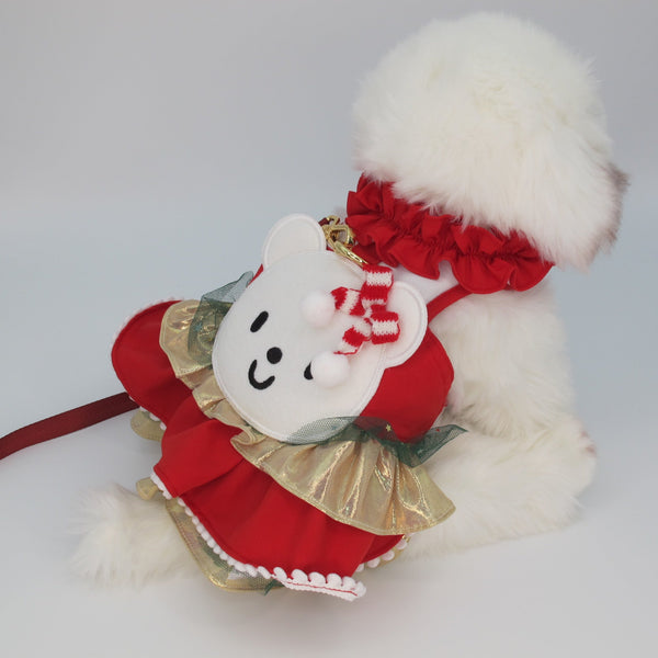 Glitter Pooch Harness ชุดรัดอก สายจูง เสื้อผ้า สุนัข, หมา, แมว, สัตว์เลี้ยง พร้อม สายจูง รุ่น Frosty Bear Jubilee - GLITTER POOCH DOG & CAT HARNESS