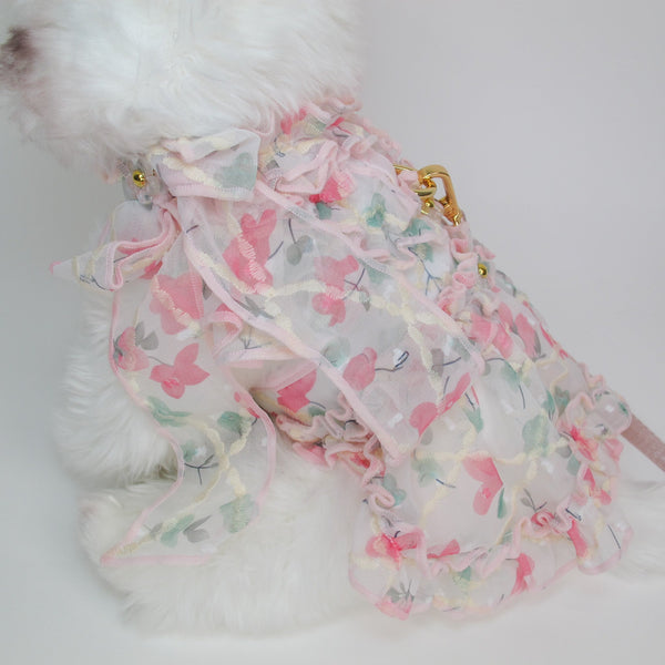 Glitter Pooch Harness ชุดรัดอก สายจูง เสื้อผ้า สุนัข, หมา, แมว, สัตว์เลี้ยง พร้อม สายจูง รุ่น Fleurie Enchantée - GLITTER POOCH DOG & CAT HARNESS