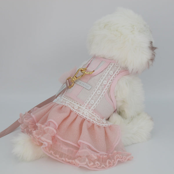 Glitter Pooch Harness ชุดรัดอก สายจูง เสื้อผ้า สุนัข, หมา, แมว, สัตว์เลี้ยง พร้อม สายจูง รุ่น BOWnebelle Charmy - Rose - GLITTER POOCH DOG & CAT HARNESS