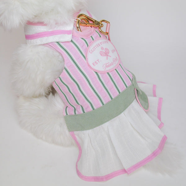 Glitter Pooch Harness ชุดรัดอก สายจูง เสื้อผ้า สุนัข, หมา, แมว, สัตว์เลี้ยง พร้อม สายจูง รุ่น Tennis Club Girl - GLITTER POOCH DOG & CAT HARNESS