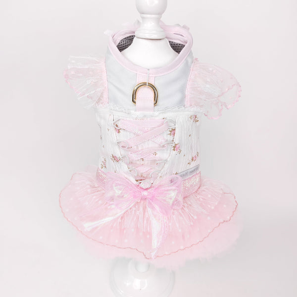 Glitter Pooch Harness ชุดรัดอก สายจูง เสื้อผ้า สุนัข, หมา, แมว, สัตว์เลี้ยง พร้อม สายจูง รุ่น Étoile Tulle Ballet - Pink