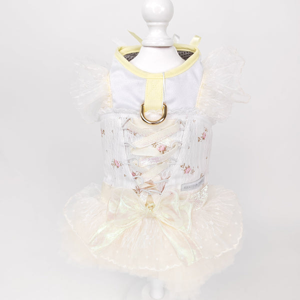 Glitter Pooch Harness ชุดรัดอก สายจูง เสื้อผ้า สุนัข, หมา, แมว, สัตว์เลี้ยง พร้อม สายจูง รุ่น Étoile Tulle Ballet - Yellow