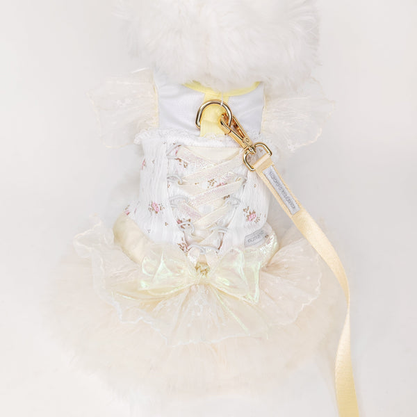 Glitter Pooch Harness ชุดรัดอก สายจูง เสื้อผ้า สุนัข, หมา, แมว, สัตว์เลี้ยง พร้อม สายจูง รุ่น Étoile Tulle Ballet - Yellow