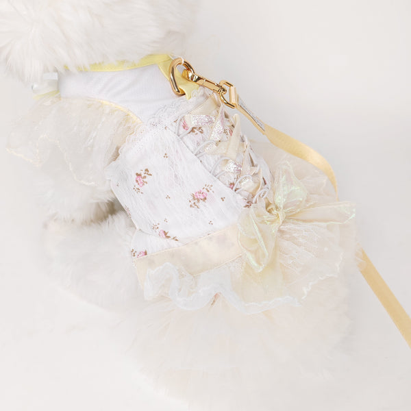 Glitter Pooch Harness ชุดรัดอก สายจูง เสื้อผ้า สุนัข, หมา, แมว, สัตว์เลี้ยง พร้อม สายจูง รุ่น Étoile Tulle Ballet - Yellow