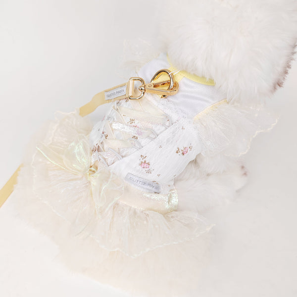 Glitter Pooch Harness ชุดรัดอก สายจูง เสื้อผ้า สุนัข, หมา, แมว, สัตว์เลี้ยง พร้อม สายจูง รุ่น Étoile Tulle Ballet - Yellow