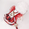 Glitter Pooch Harness ชุดรัดอก สายจูง เสื้อผ้า สุนัข, หมา, แมว, สัตว์เลี้ยง พร้อม สายจูง รุ่น Starry Noel Soirée - Red