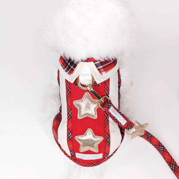Glitter Pooch Harness ชุดรัดอก สายจูง เสื้อผ้า สุนัข, หมา, แมว, สัตว์เลี้ยง พร้อม สายจูง รุ่น Starry Noel Soirée Boy