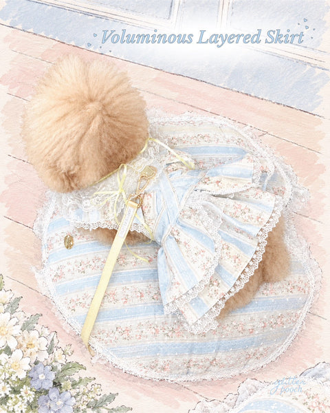 Glitter Pooch Harness ชุดรัดอก สายจูง เสื้อผ้า สุนัข, หมา, แมว, สัตว์เลี้ยง พร้อม สายจูง รุ่น Soft Blue Lolita - GLITTER POOCH DOG & CAT HARNESS