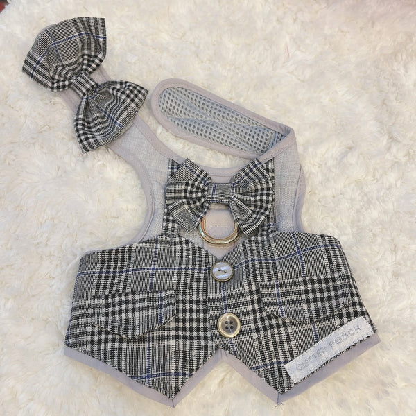 Glitter Pooch Harness ชุดรัดอก สายจูง เสื้อผ้า สุนัข, หมา, แมว, สัตว์เลี้ยง พร้อม สายจูง รุ่น Mr. Gentleman Shadow - GLITTER POOCH DOG & CAT HARNESS