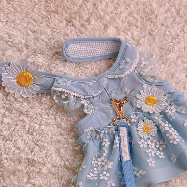 Glitter Pooch Harness ชุดรัดอก สายจูง เสื้อผ้า สุนัข, หมา, แมว, สัตว์เลี้ยง พร้อม สายจูง รุ่น Deary Daisy Serene - GLITTER POOCH DOG & CAT HARNESS