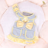 Glitter Pooch Harness ชุดรัดอก สายจูง เสื้อผ้า สุนัข, หมา, แมว, สัตว์เลี้ยง พร้อม สายจูง รุ่น Chiquita Bubble in Custard - GLITTER POOCH DOG & CAT HARNESS