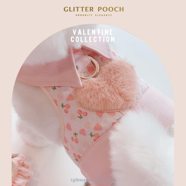 Glitter Pooch Harness ชุดรัดอก สายจูง เสื้อผ้า สุนัข, หมา, แมว, สัตว์เลี้ยง พร้อม สายจูง รุ่น Hearty Peachy Boy - GLITTER POOCH DOG & CAT HARNESS