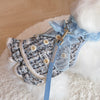 Glitter Pooch Harness ชุดรัดอก สายจูง เสื้อผ้า สุนัข, หมา, แมว, สัตว์เลี้ยง พร้อม สายจูง รุ่น New Emily in Paris Blue - GLITTER POOCH DOG & CAT HARNESS