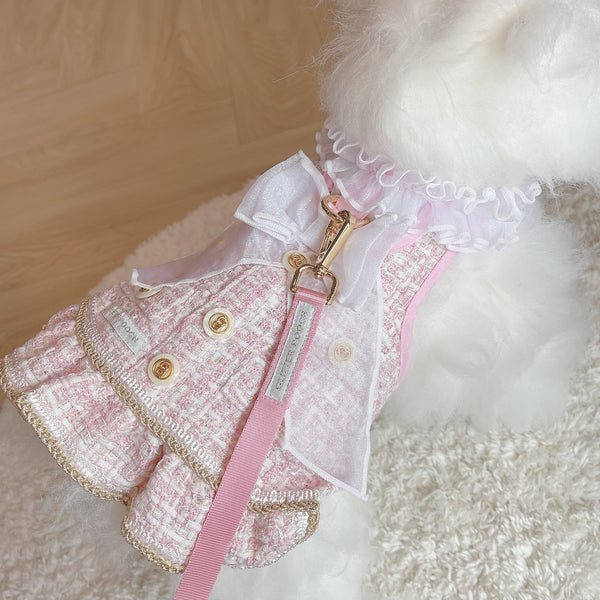 Glitter Pooch Harness ชุดรัดอก สายจูง เสื้อผ้า สุนัข, หมา, แมว, สัตว์เลี้ยง พร้อม สายจูง รุ่น New Emily in Paris Pink - GLITTER POOCH DOG & CAT HARNESS