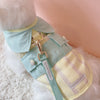 Glitter Pooch Harness ชุดรัดอก สายจูง เสื้อผ้า สุนัข, หมา, แมว, สัตว์เลี้ยง พร้อม สายจูง รุ่น Mint Pastel Strip - GLITTER POOCH DOG & CAT HARNESS