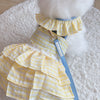 Glitter Pooch Harness ชุดรัดอก สายจูง เสื้อผ้า สุนัข, หมา, แมว, สัตว์เลี้ยง พร้อม สายจูง รุ่น Plaid Plaid Girl Yellow - GLITTER POOCH DOG & CAT HARNESS