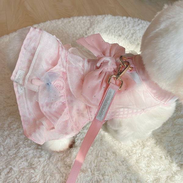 Glitter Pooch Harness ชุดรัดอก สายจูง เสื้อผ้า สุนัข, หมา, แมว, สัตว์เลี้ยง พร้อม สายจูง รุ่น Sweetie Lollipop Pink - GLITTER POOCH DOG & CAT HARNESS