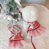 Glitter Pooch Harness ชุดรัดอก สายจูง เสื้อผ้า สุนัข, หมา, แมว, สัตว์เลี้ยง พร้อม สายจูง รุ่น White Polar X'mas Girl - GLITTER POOCH DOG & CAT HARNESS